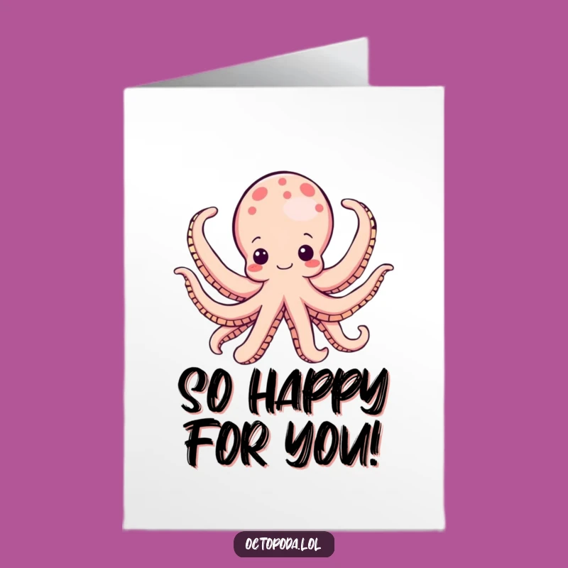 Free Printable Congrats Card: Octopus Celebration, Funny Downloadable Gift for Big Wins