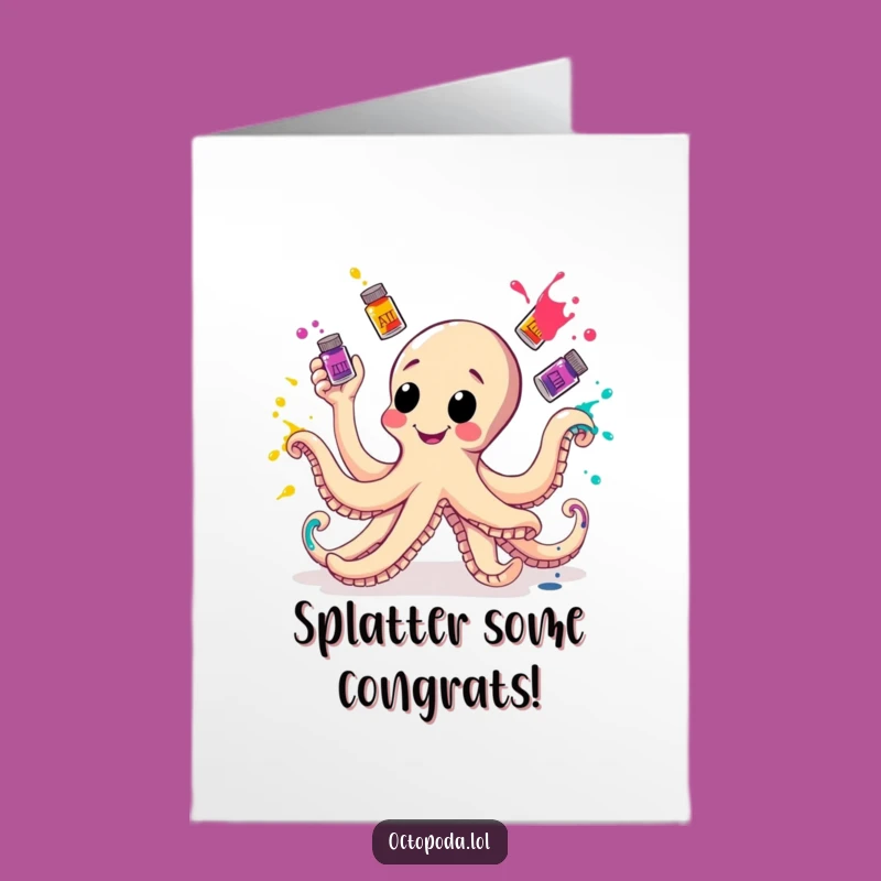 Free Printable Congrats Card: Octopus Ink Artistry, Celebratory Downloadable Gift!