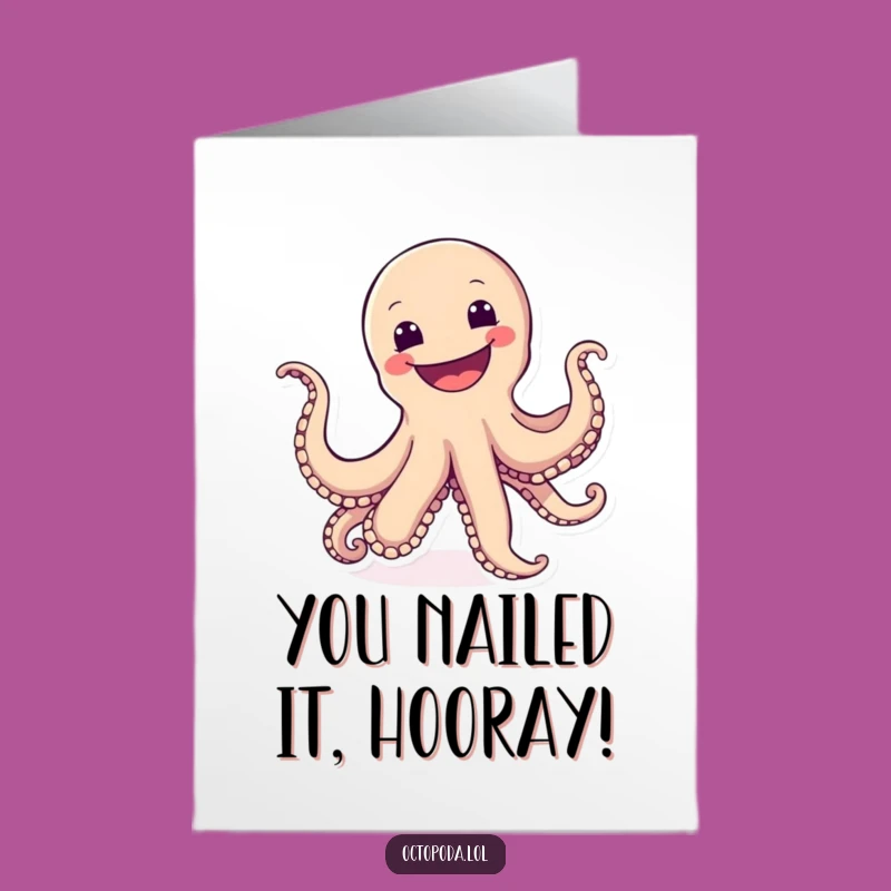 Free Printable Congrats Card: Octopus Cartwheel Celebration - Fun & Funny Downloadable!