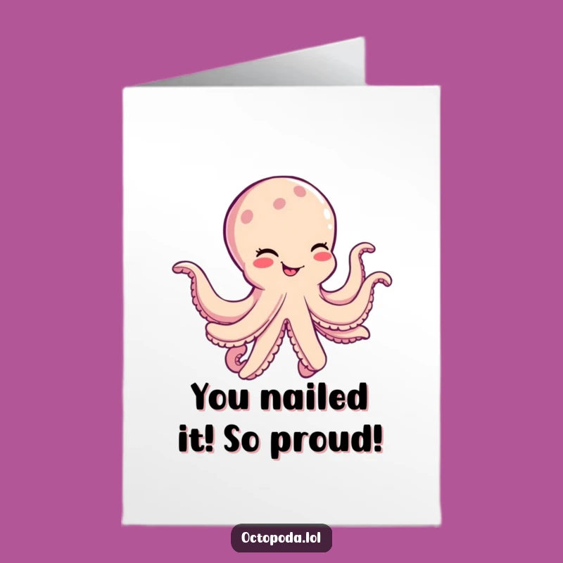 Free Printable Congratulations Card: Witty Octopus Dance, Humorous Downloadable Greeting for Any Achievement
