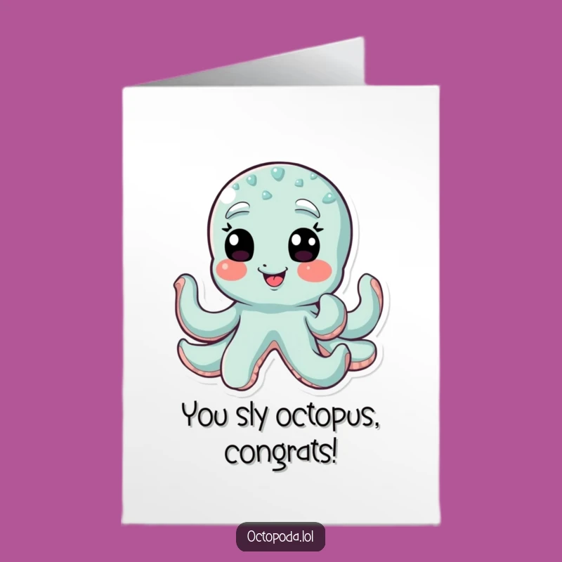Free Printable Congrats Card: Winking Octopus Celebrates Your Win!