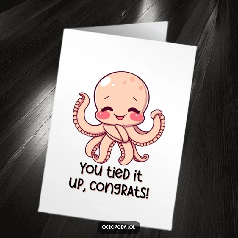 Funny Free Printable Congratulations Card: A giggling octopus tied in a playful knot, wiggling with delight, perfect for celebrating wins.