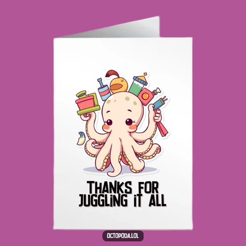 Free Printable Balancing Octopus Thank You Card: Quirky & Funny Downloadable Gift, Print at Home