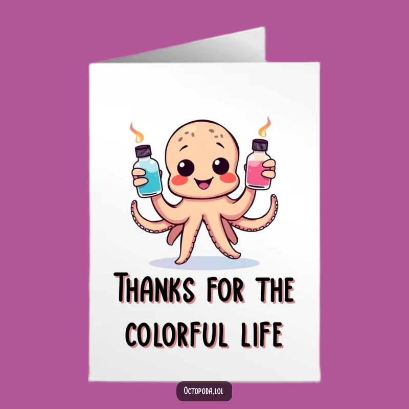 Free Printable Octopus Thank You Card: Juggling Thanks, Humorous Downloadable