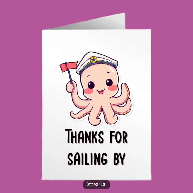 Free Printable Sailor Octopus Thank You Card: Funny Downloadable Gift for Ocean Gratitude