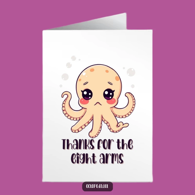 Free Printable Surprised Octopus Thank You Card: Funny Downloadable Gift for Deep Gratitude