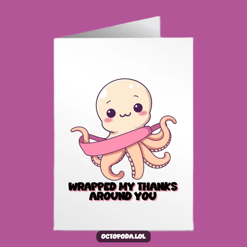 Free Printable Thank You Card: Funny Octopus in Ribbon Wonderland!
