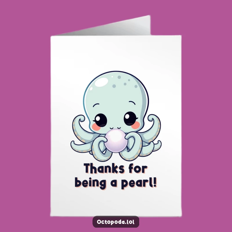 Free Printable Thank You Card: Grateful Octopus Pearl Art Downloadable Gift