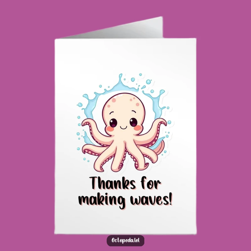 Free Printable Thank You Card: Grateful Octopus Splash, Funny Downloadable Gift for Expressing Thanks