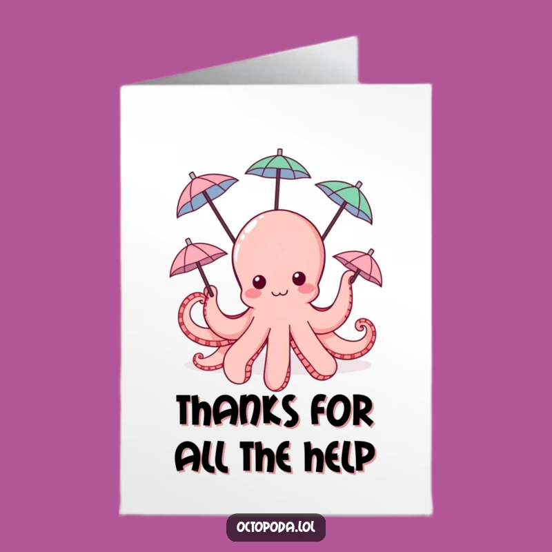 Free Printable Thank You Card: Happy Octopus Umbrellas, Fun Thanks, Funny Gift