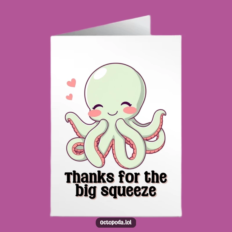 Free Printable Thank You Card: Hugging Octopus, Downloadable Gift Idea