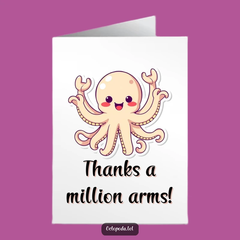 Free Printable Thank You Octopus Card: Waving Gratitude Greeting