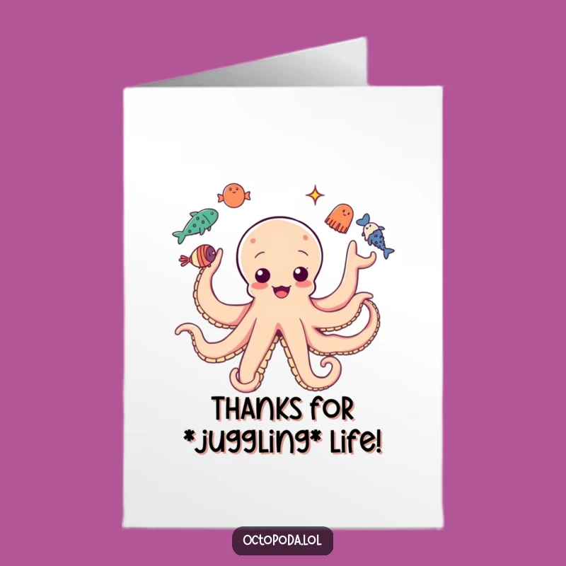 Free Printable Thank You Octopus Card - Juggling Gratitude Downloadable
