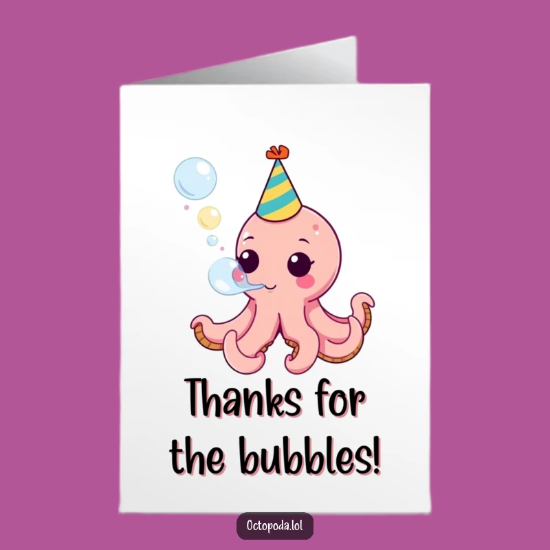 Free Printable Octopus Thank You Card: Bubbly Gratitude, Humorous Downloadable