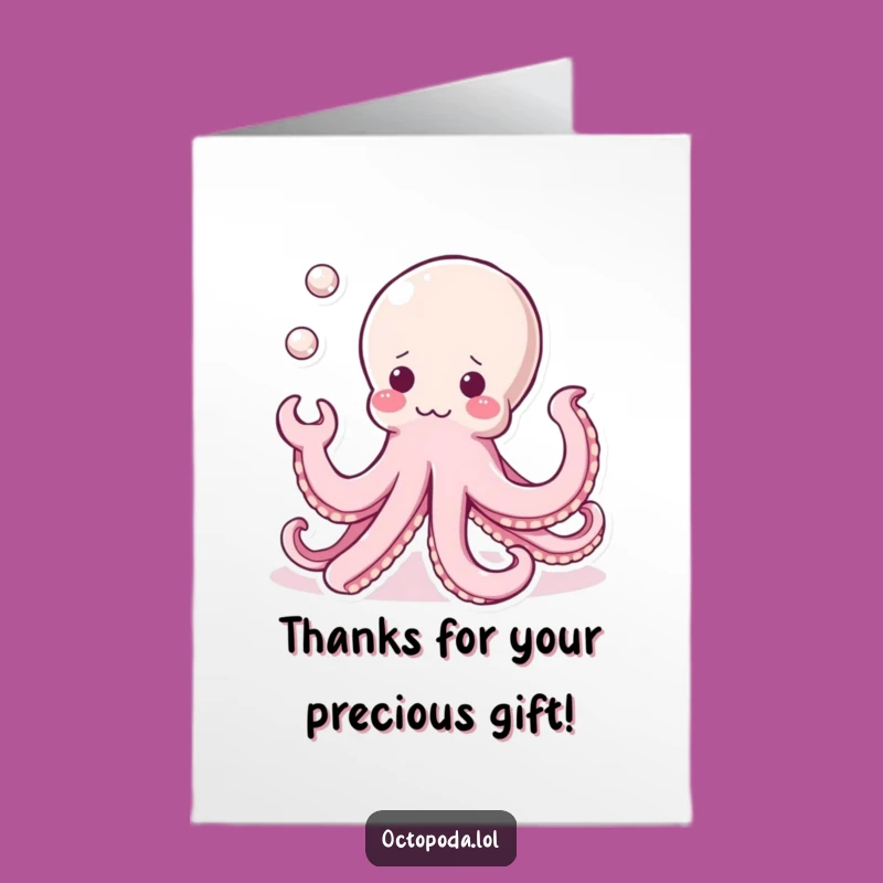 Free Printable Kawaii Octopus Thank You Card - Juggling Gratitude, Funny Downloadable!