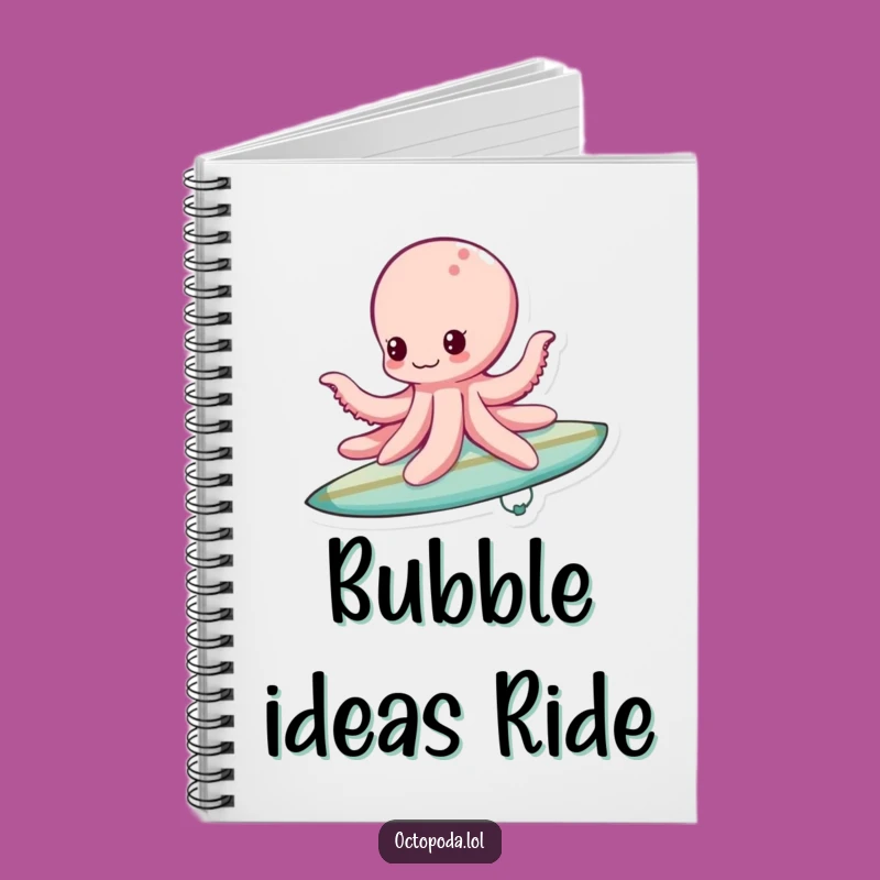 Funny Bubble Surfing Octopus Notebook - Ocean Adventure Journal, Perfect Funny Gift!