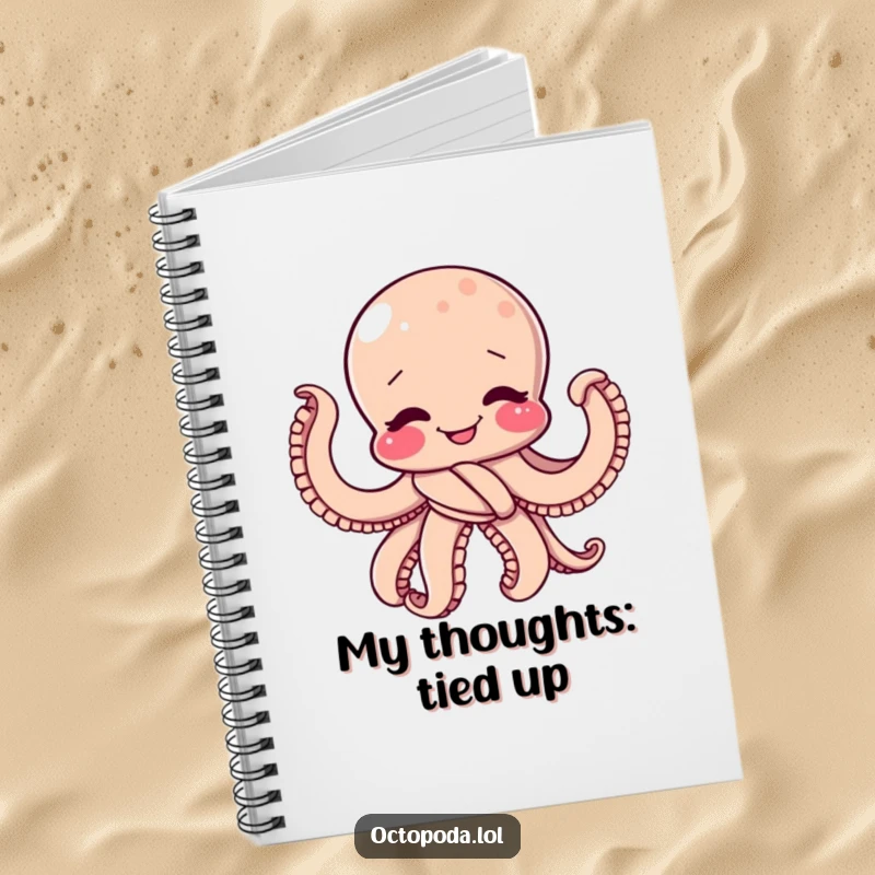 Funny Notebook: A giggling octopus humorously tied in a playful knot, ready to inspire creative thoughts.