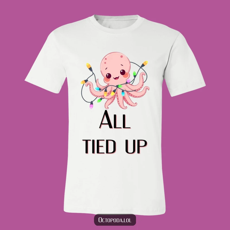 Funny Octopus Tinsel Tee: Playfully Tangled in Lights