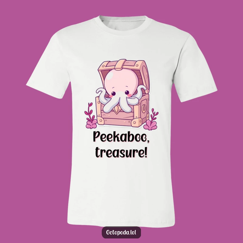 Funny Chubby Octopus T-Shirt: Peek-a-Boo Fun from a Treasure Chest