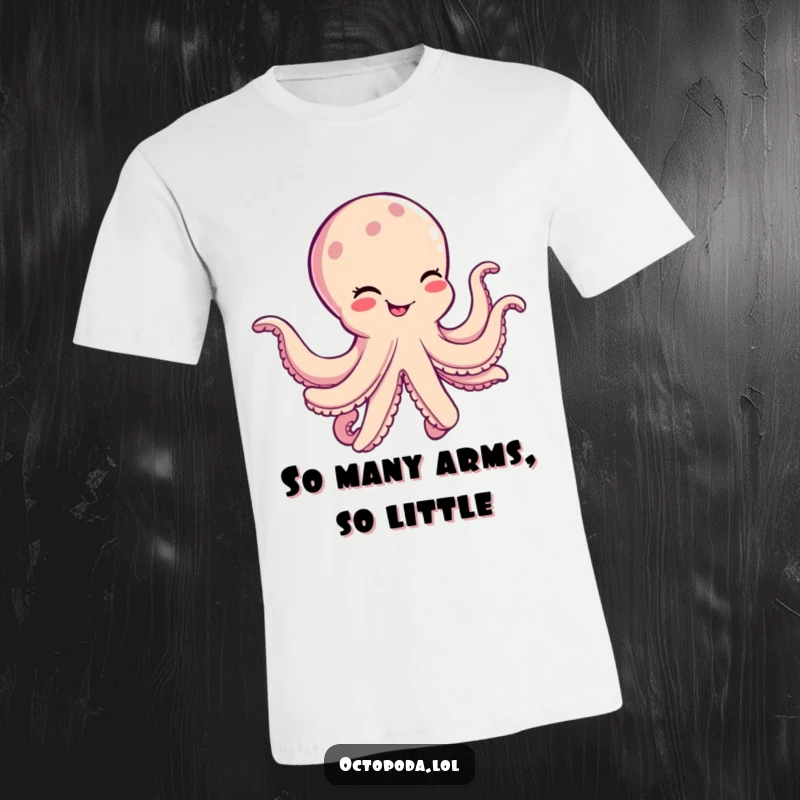 Funny Dancing Octopus T-Shirt: A cheerful cephalopod winks and jigs with its arms, radiating pure, silly joy.