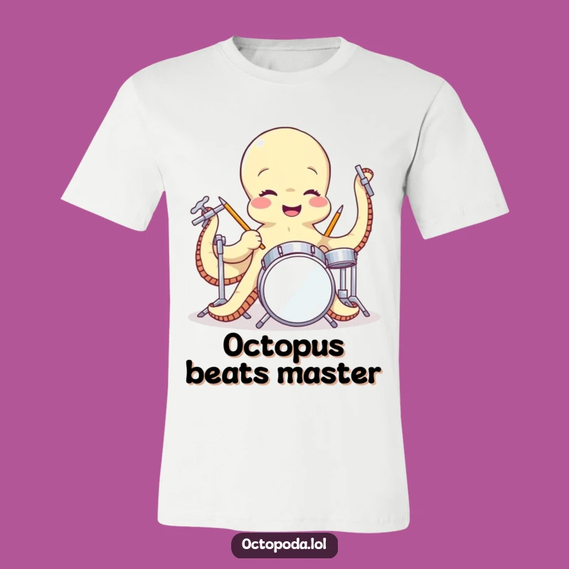 Funny Octopus Drummer T-Shirt - Giggling Character Tee for Music Lovers