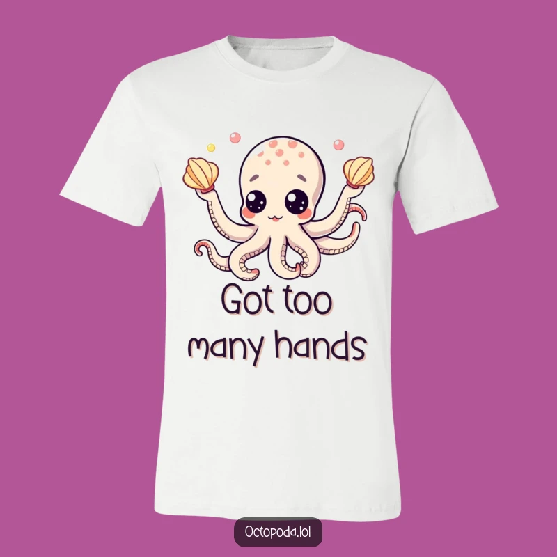 Funny Octopus Googly Eyes Juggling Seashells T-Shirt, Witty Ocean Apparel Gift