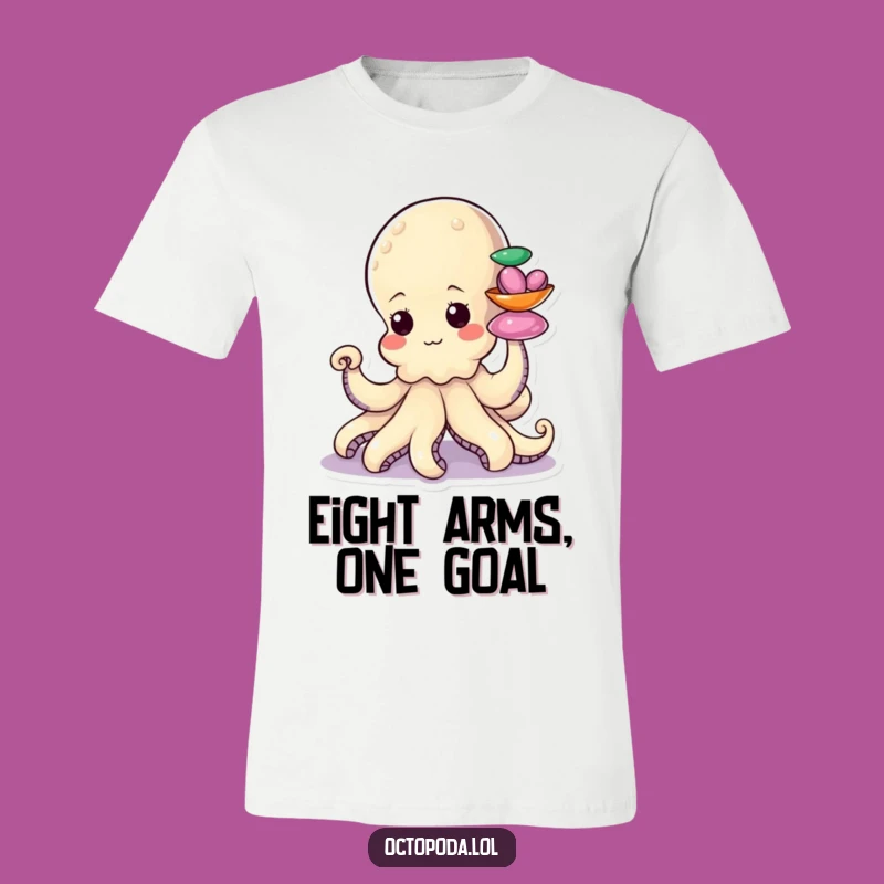 Funny Octopus Shell Stacker T-Shirt: Determined Effort, Quirky Funny Gift