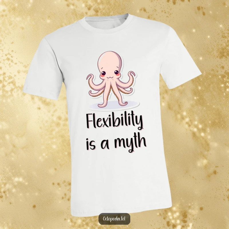 Funny Yoga Octopus T-Shirt: A humorous t-shirt displaying an octopus in a ridiculously twisted yoga pose, full of flexibility and fun.