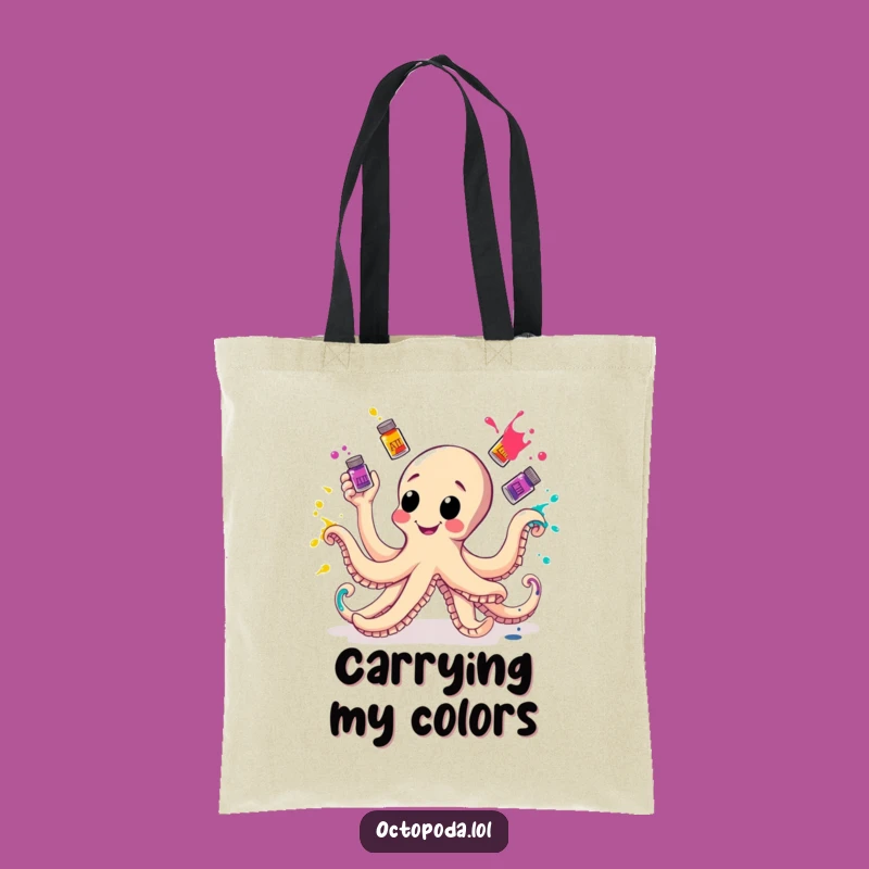Funny Octopus Ink Juggling Tote Bag - Carry Your Art Supplies with Humor