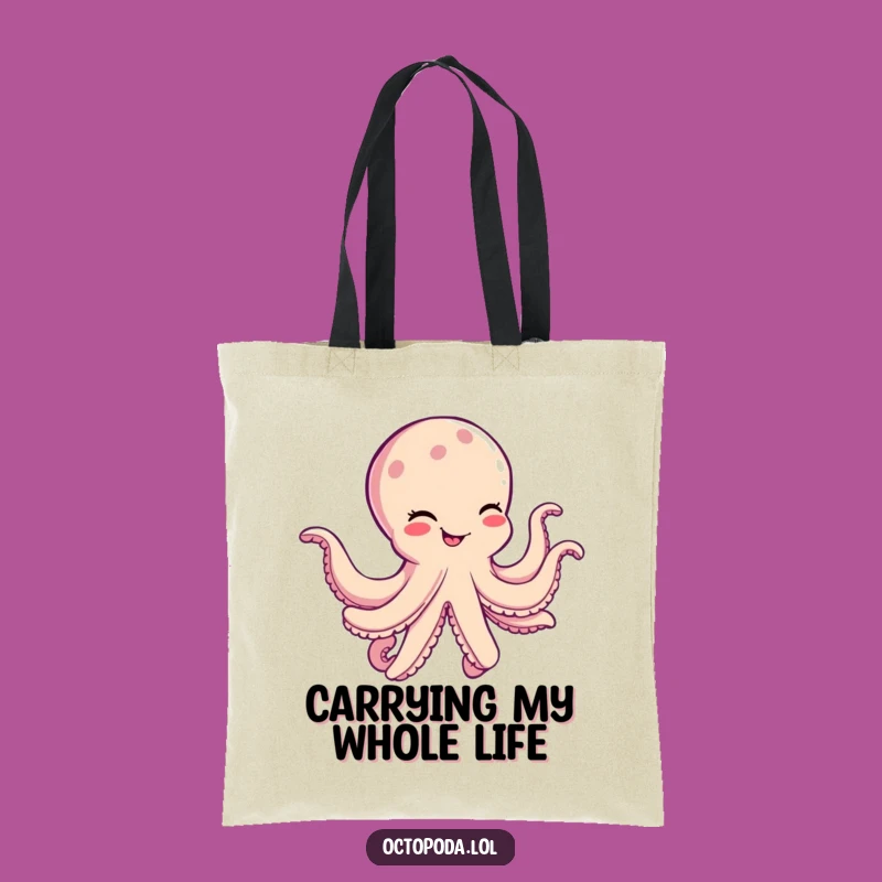 Funny Octopus Tote Bag: Cheerful Dancing Cephalopod Shopping Bag Gift