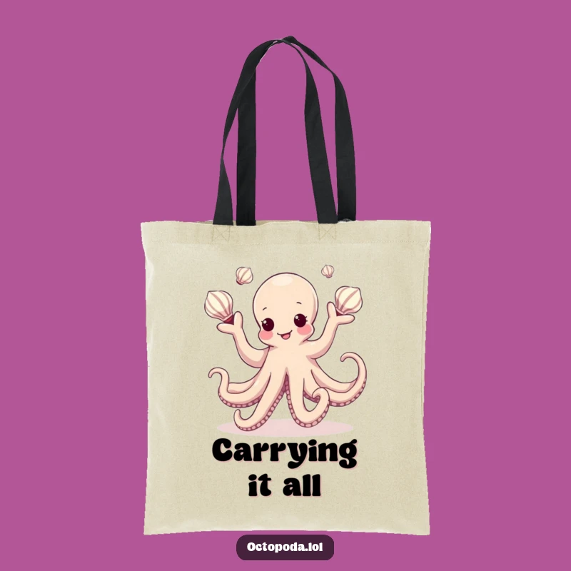 Funny Kawaii Octopus Seashell Juggling Tote Bag: Carry Your Treasures with Style