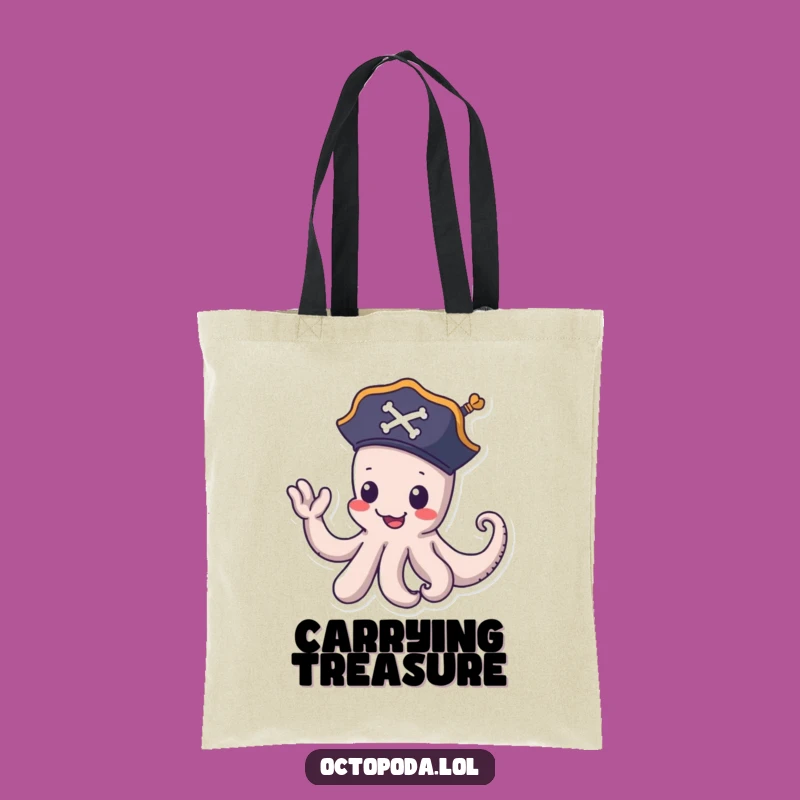 Funny Pirate Octopus Tote Bag - Playful Sea Accessory, Great Funny Gift for Beach-goers