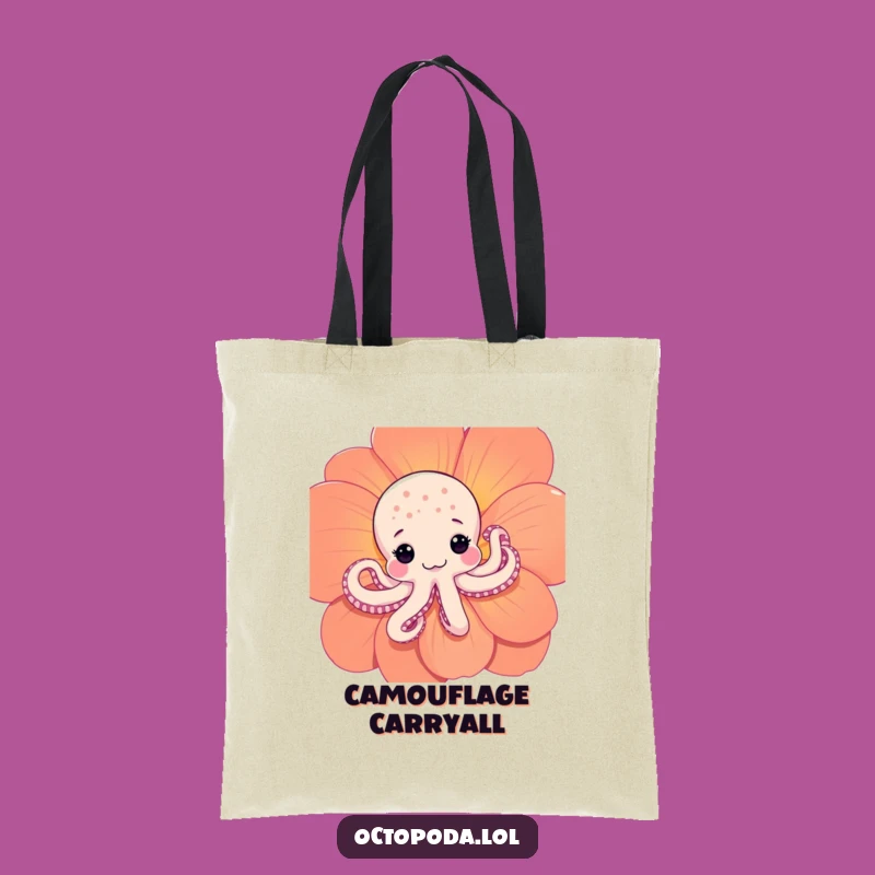 Funny Shy Octopus Tote Bag: Cute Peeking Cephalopod Carryall for Gentle Souls