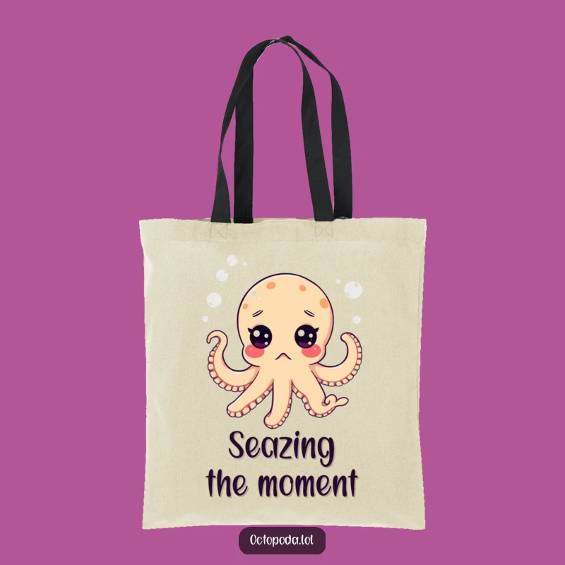 Funny Surprised Octopus Tote Bag: Bubbly Sea Accessory for Daily Errands