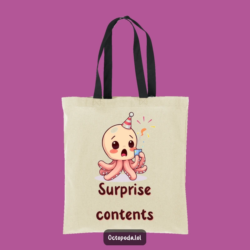 Funny Surprised Octopus Tote Bag: Startled Character Tote, Handy and Funny Gift