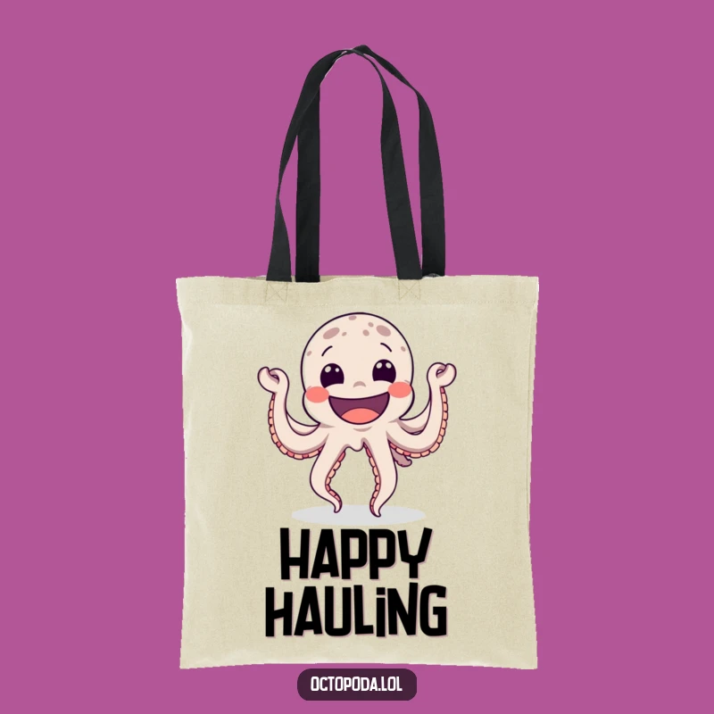 Funny Happy Octopus Tote Bag - Dancing Grin Carry-all for Joyful Outings