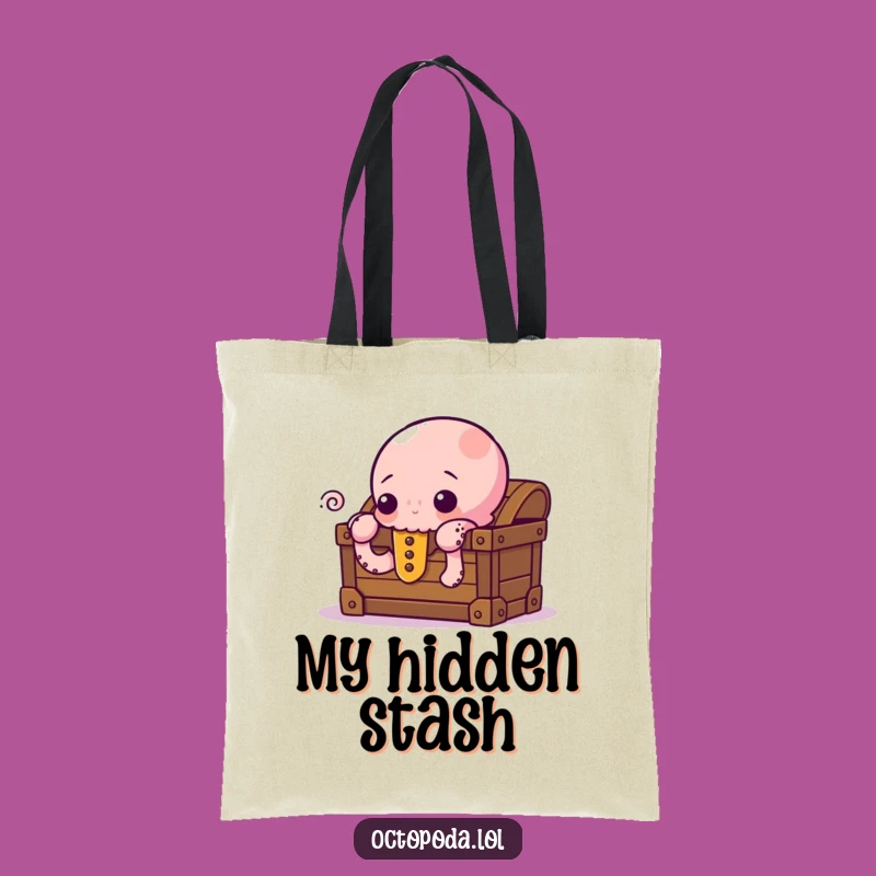 Funny Curious Octopus Tote Bag - Peeking Treasure Carry-all for Finds